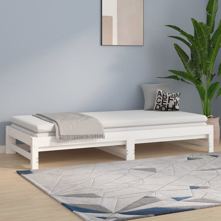 daybed med udtræk 2x(80x200) cm massivt fyrretræ hvid