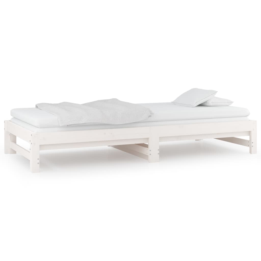 daybed med udtræk 2x(80x200) cm massivt fyrretræ hvid