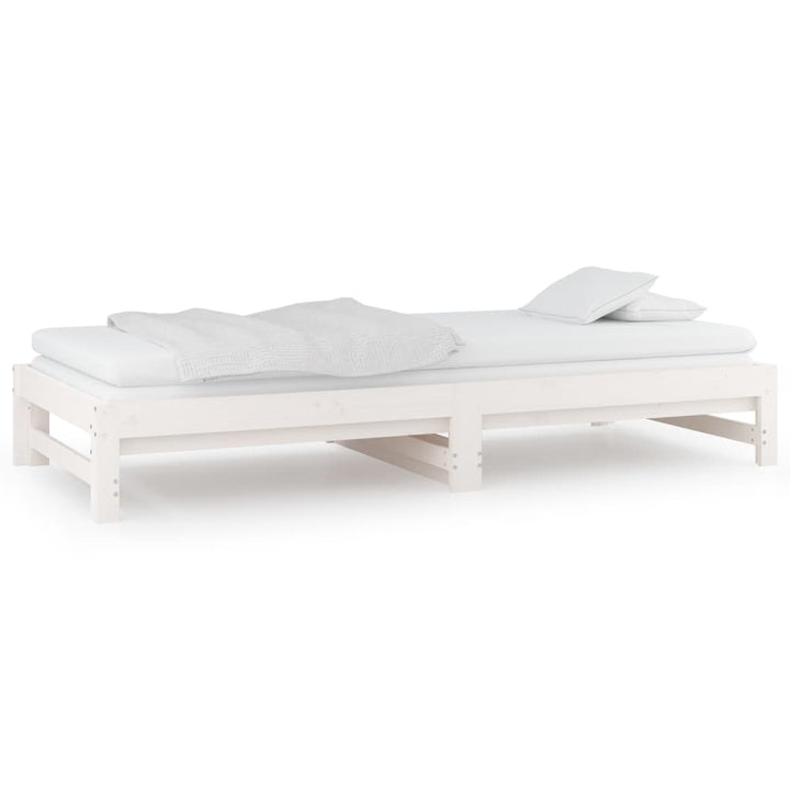 daybed med udtræk 2x(80x200) cm massivt fyrretræ hvid