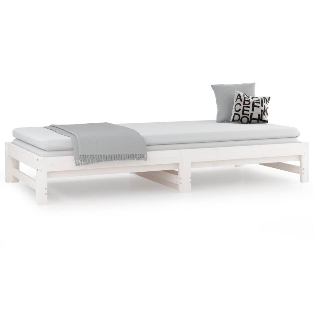 daybed med udtræk 2x(90x190) cm massivt fyrretræ hvid