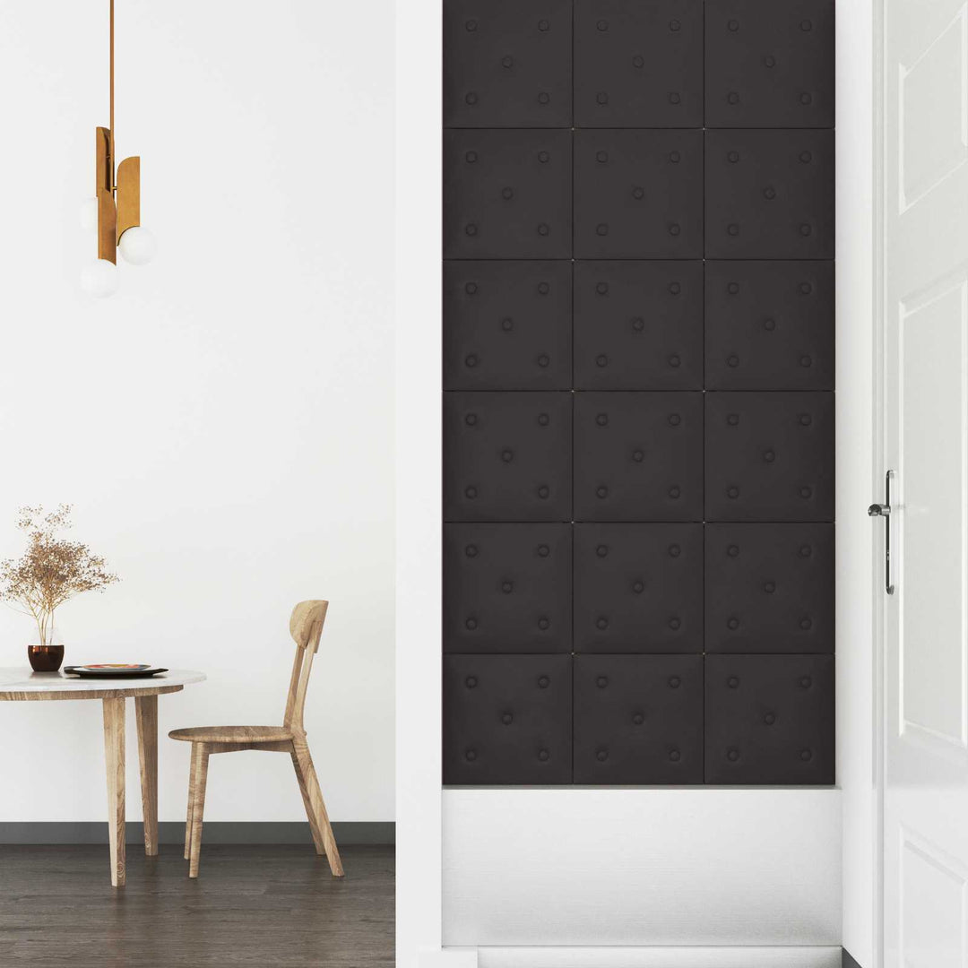 Væghovedgærde 12 pcs Sort 30 x 30 cm Faux læder