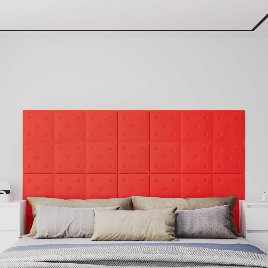 Væghovedgærde 12 pcs Rød 30 x 30 cm Faux læder