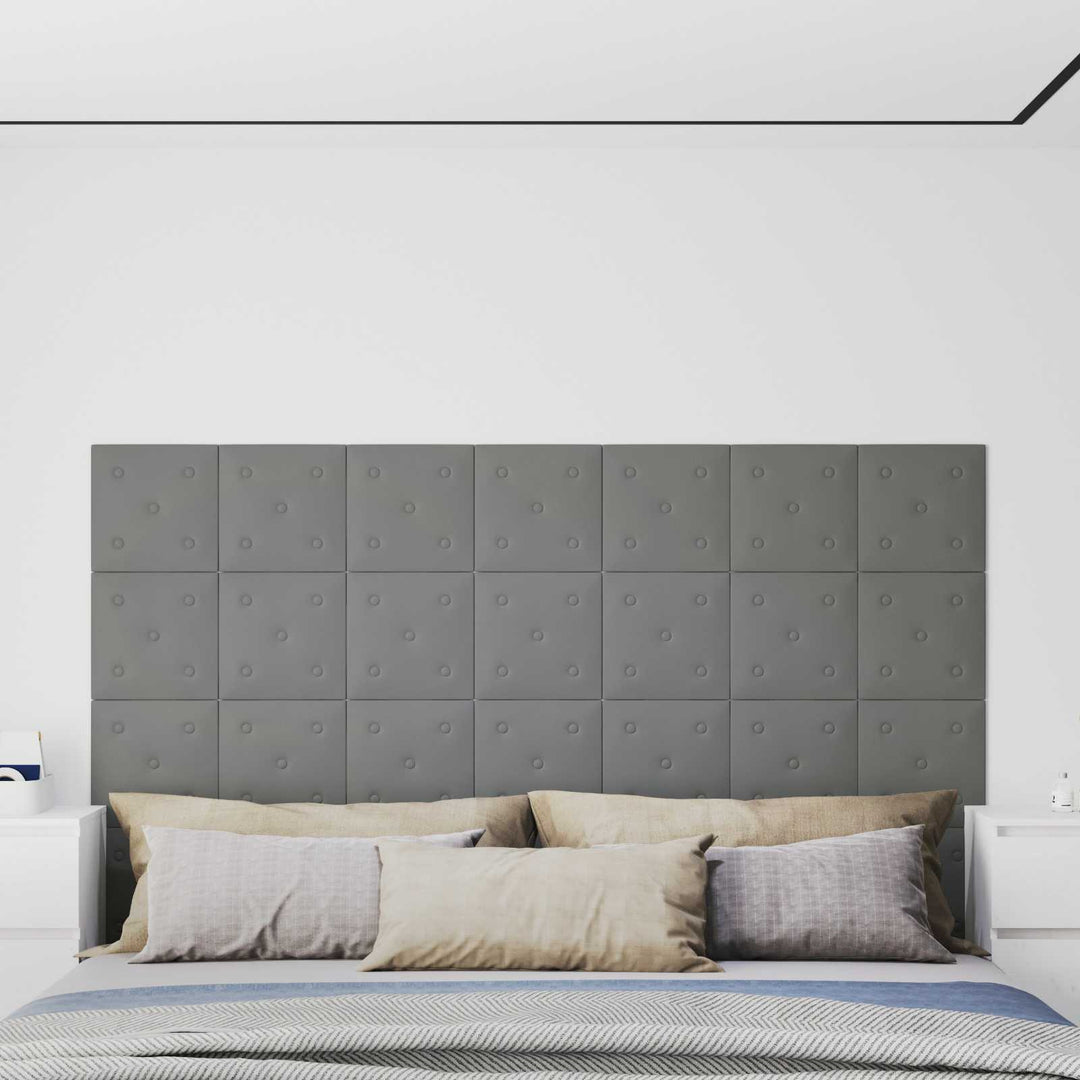 Væghovedgærde 12 pcs Grå 30 x 30 cm Faux læder