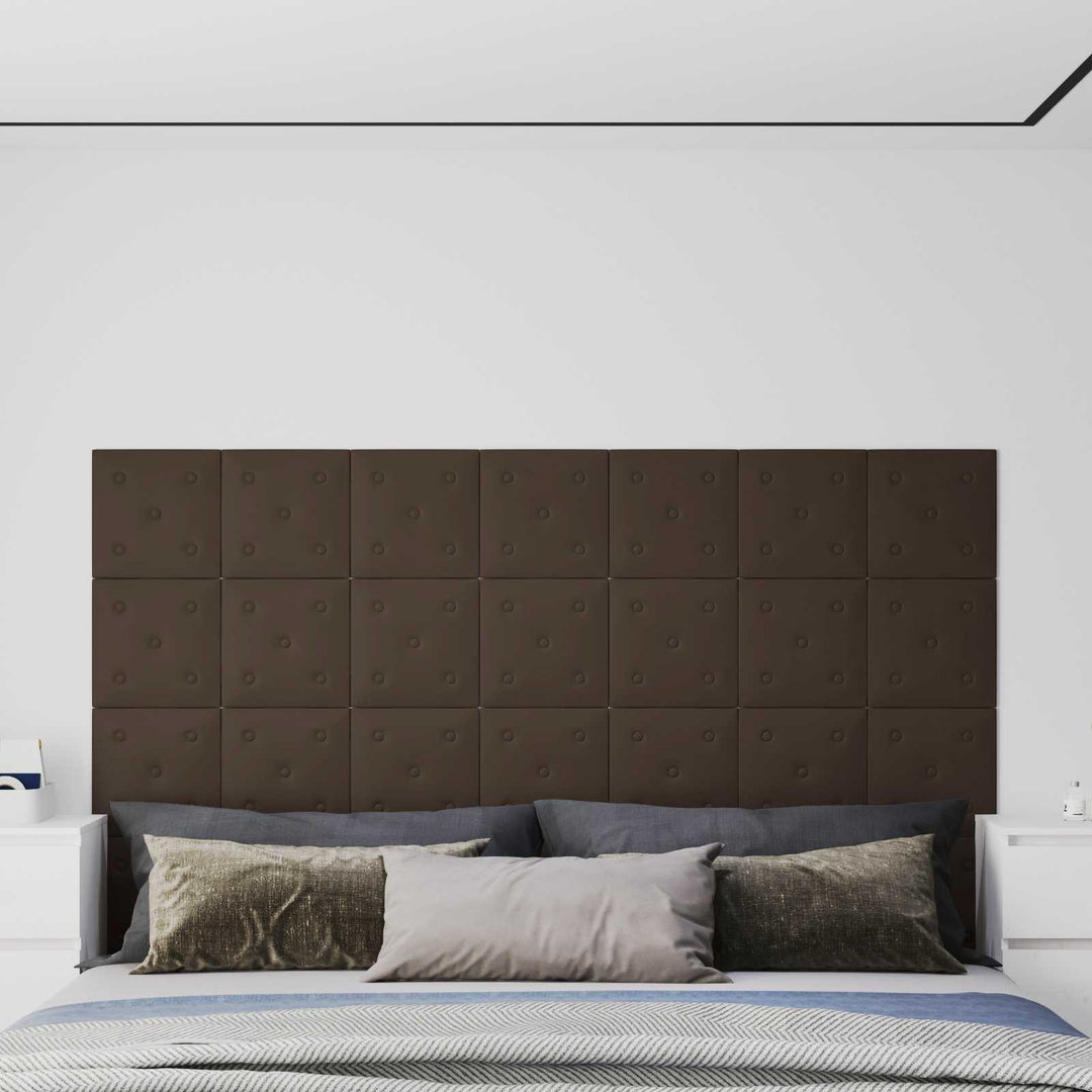 Væghovedgærde 12 pcs Brun 30 x 30 cm Faux læder