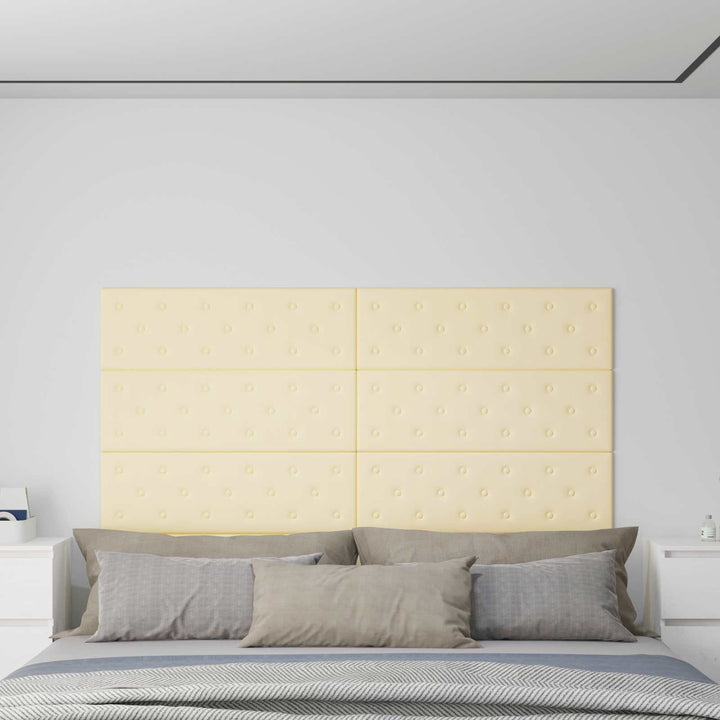 Væghovedgærde 12 pcs Creme 90 x 30 cm Faux læder
