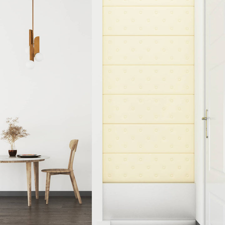 Væghovedgærde 12 pcs Creme 90 x 30 cm Faux læder