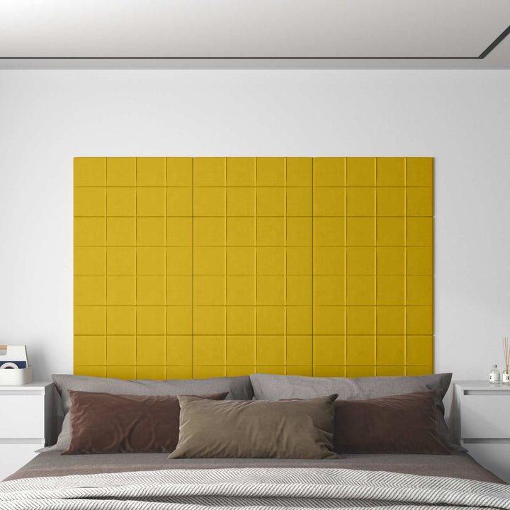 Væghovedgærde 12 pcs Gul 60 x 30 cm Fløjl