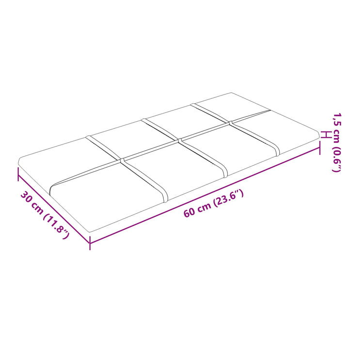 Væghovedgærde 12 pcs Gul 60 x 30 cm Fløjl