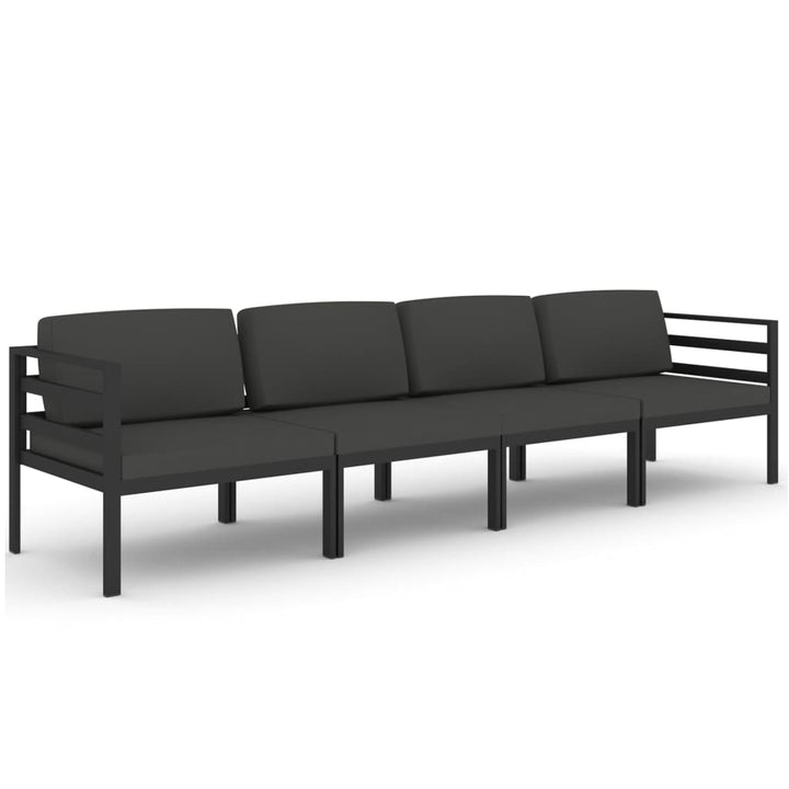 loungesæt til haven 4 dele med hynder aluminium antracitgrå