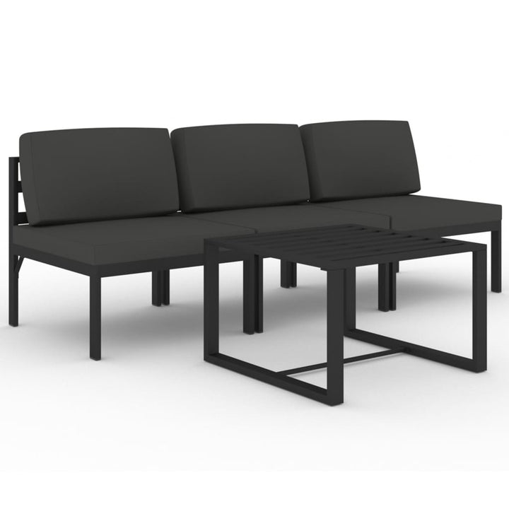 loungesæt til haven 4 dele med hynder aluminium antracitgrå