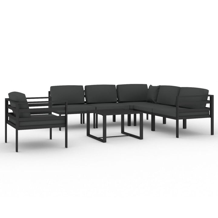 loungesæt til haven 7 dele med hynder aluminium antracitgrå
