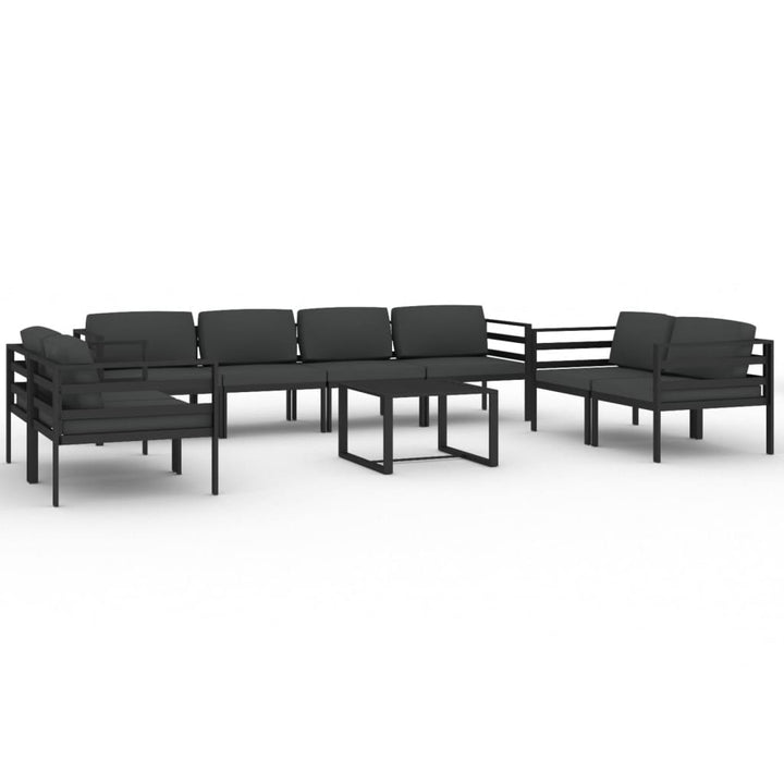 loungesæt til haven 9 dele med hynder aluminium antracitgrå