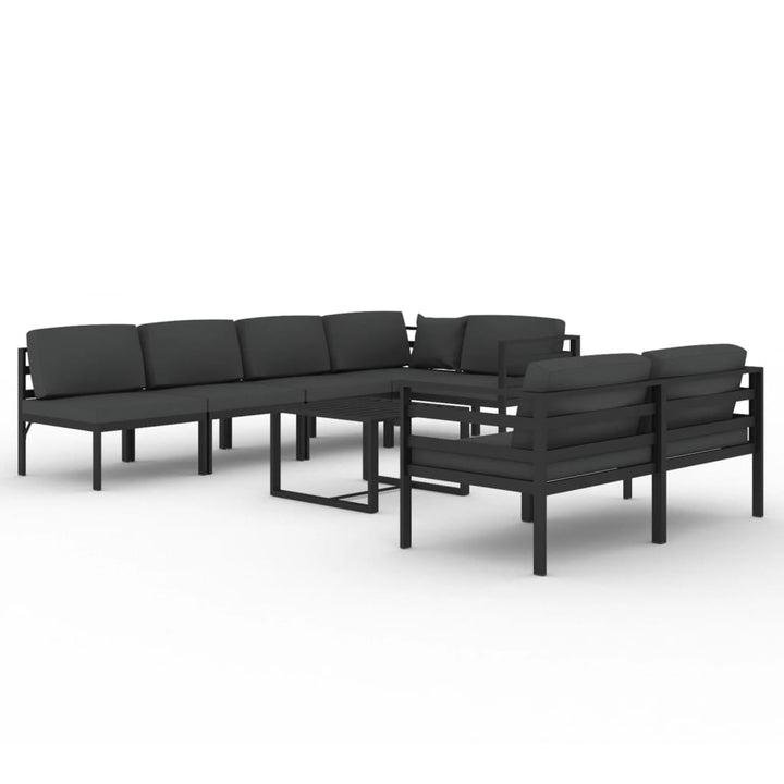 loungesæt til haven 8 dele med hynder aluminium antracitgrå