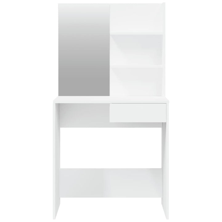 makeupbord med spejl 74,5x40x141 cm hvid