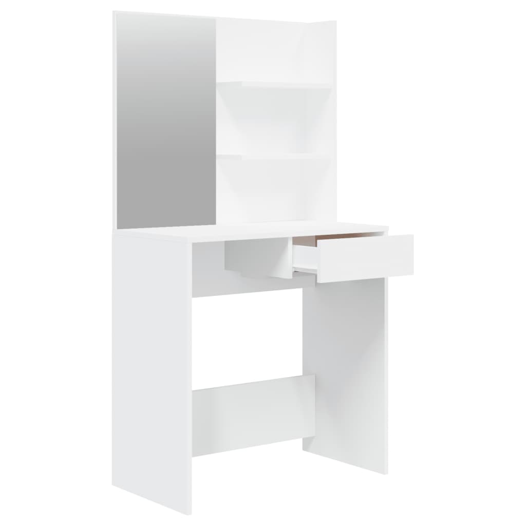makeupbord med spejl 74,5x40x141 cm hvid