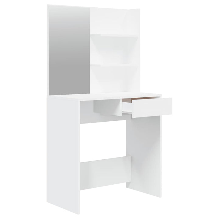 makeupbord med spejl 74,5x40x141 cm hvid