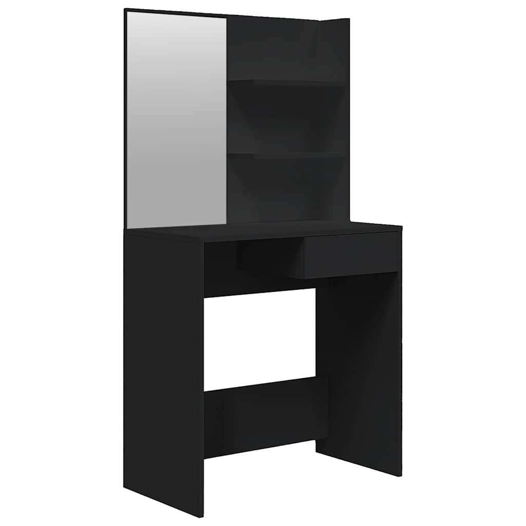 makeupbord med spejl 74,5x40x141 cm sort