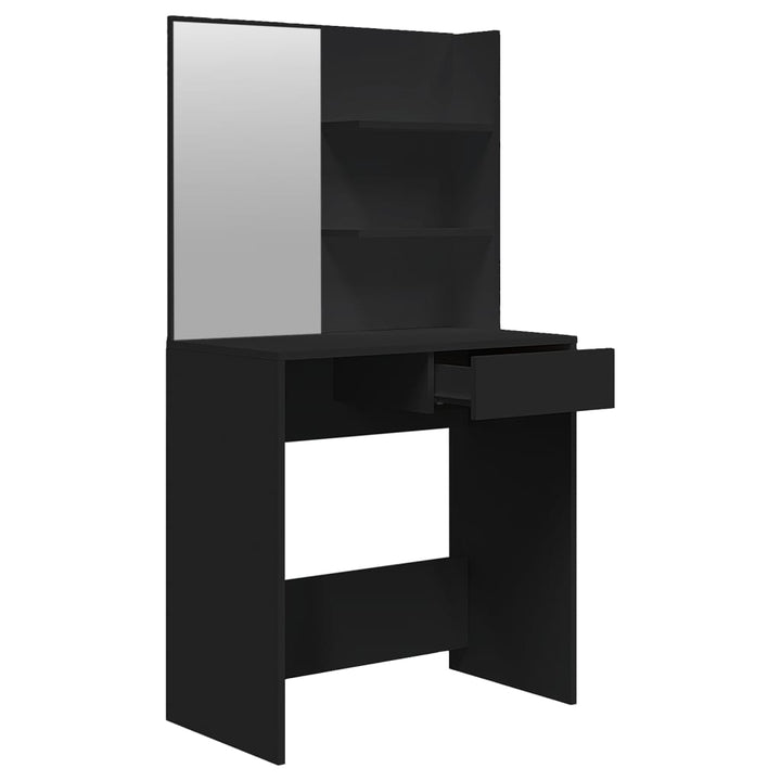 makeupbord med spejl 74,5x40x141 cm sort