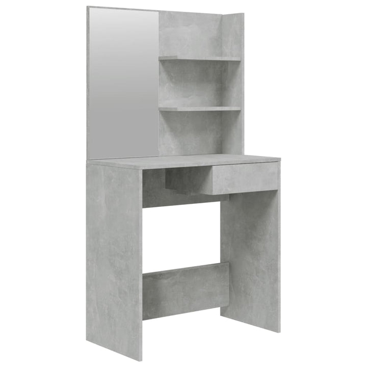 makeupbord med spejl 74,5x40x141 cm betongrå