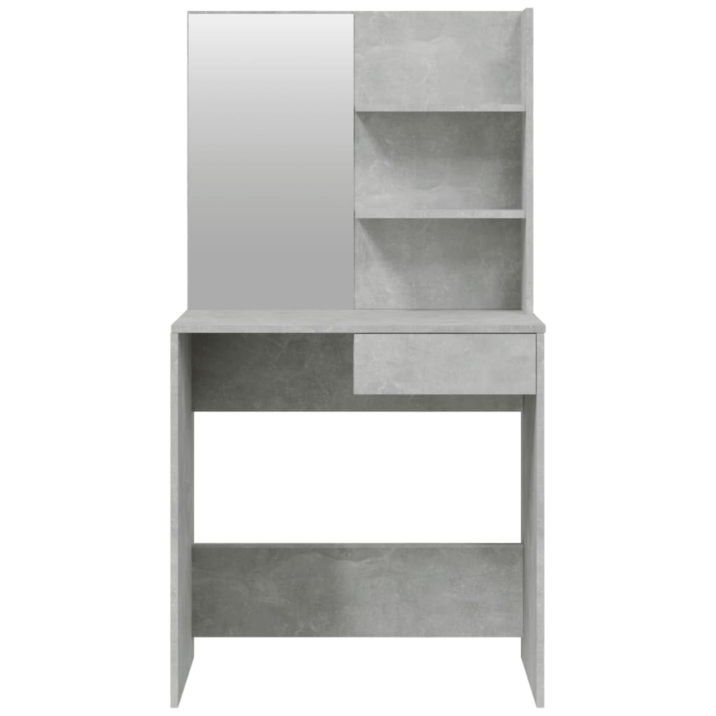 makeupbord med spejl 74,5x40x141 cm betongrå