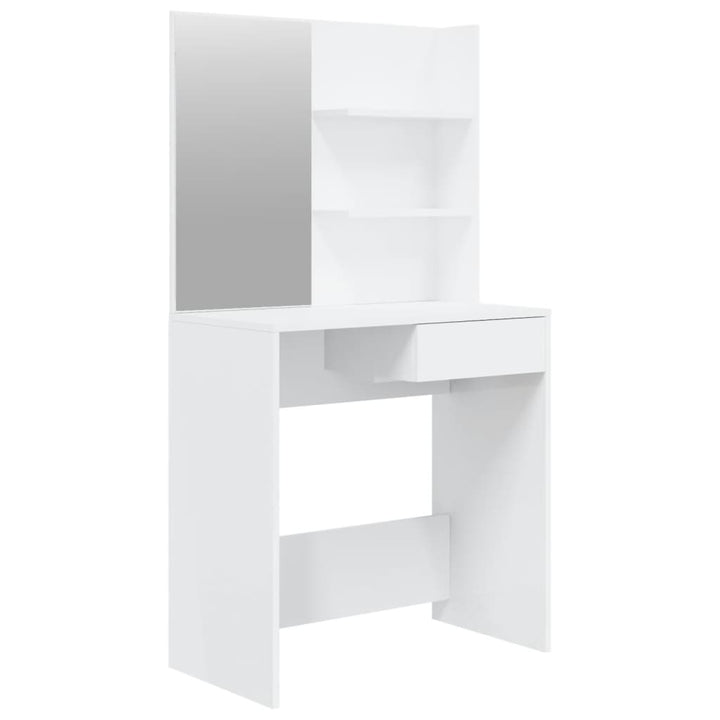makeupbord med spejl 74,5x40x141 cm hvid højglans