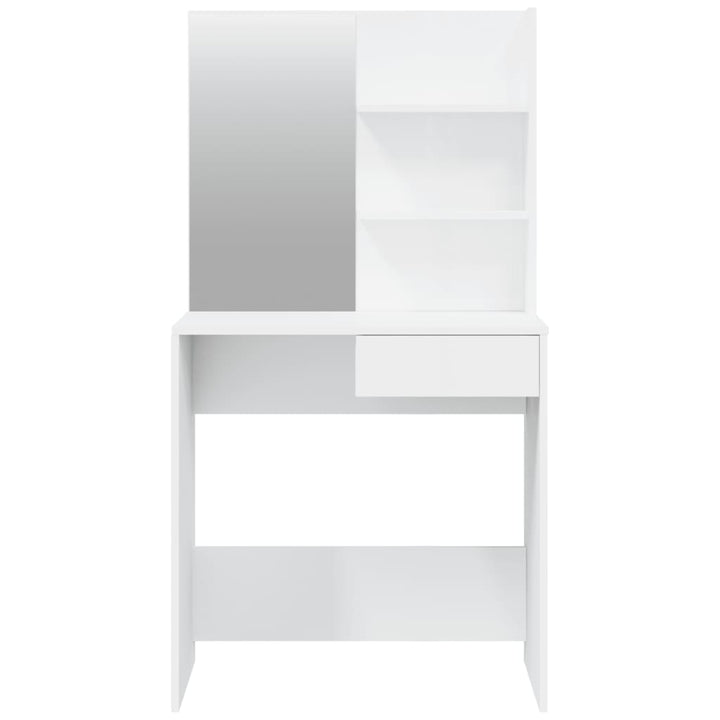 makeupbord med spejl 74,5x40x141 cm hvid højglans