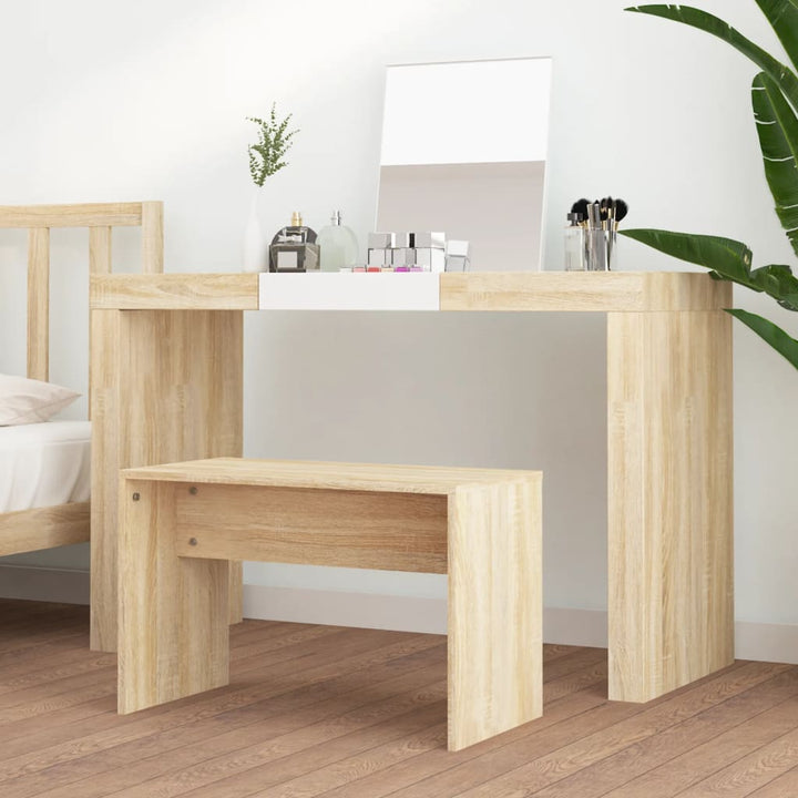 skammel til makeupbord 70x35x45 cm konstrueret træ sonoma-eg