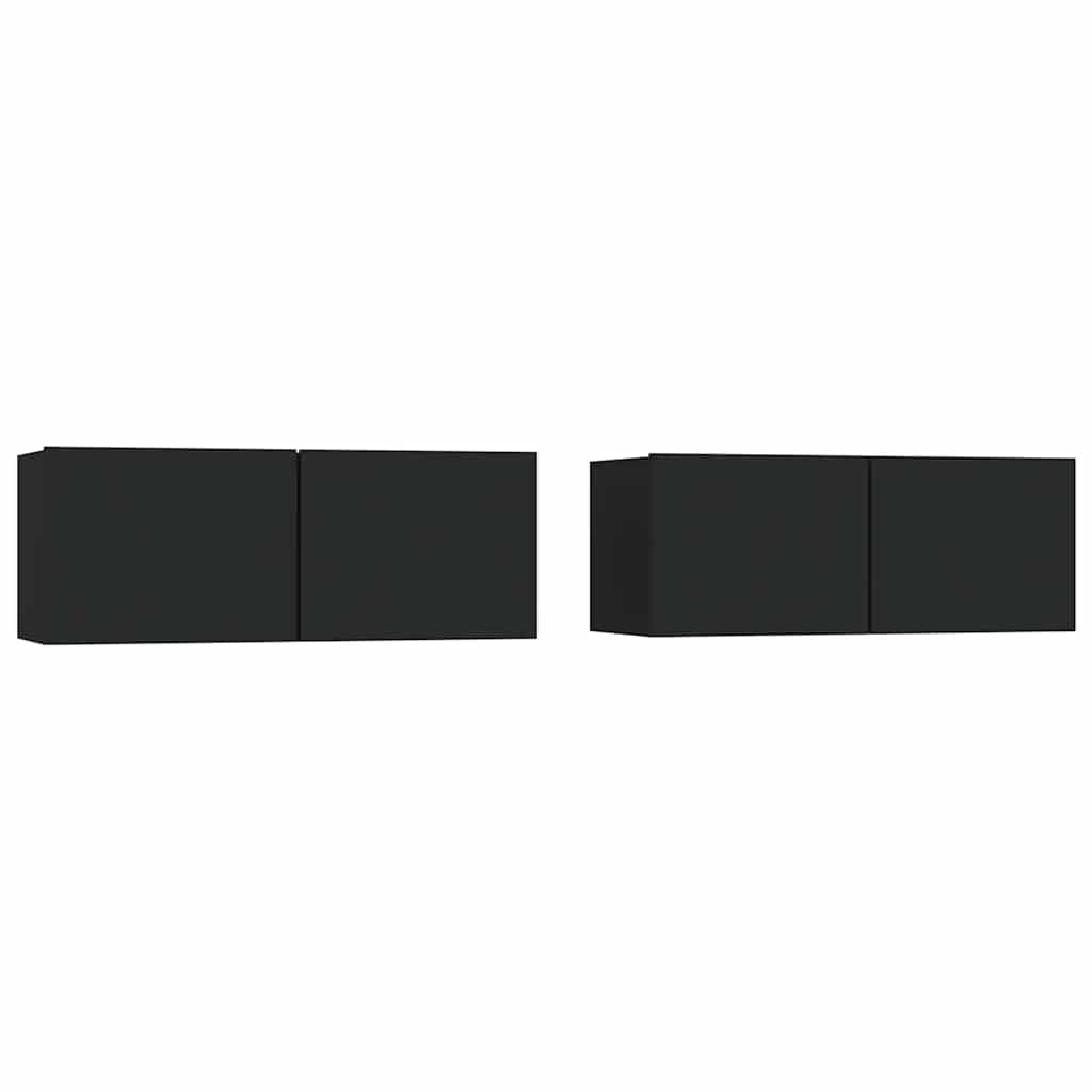 tv-borde 2 stk. 80x30x30 cm konstrueret træ sort