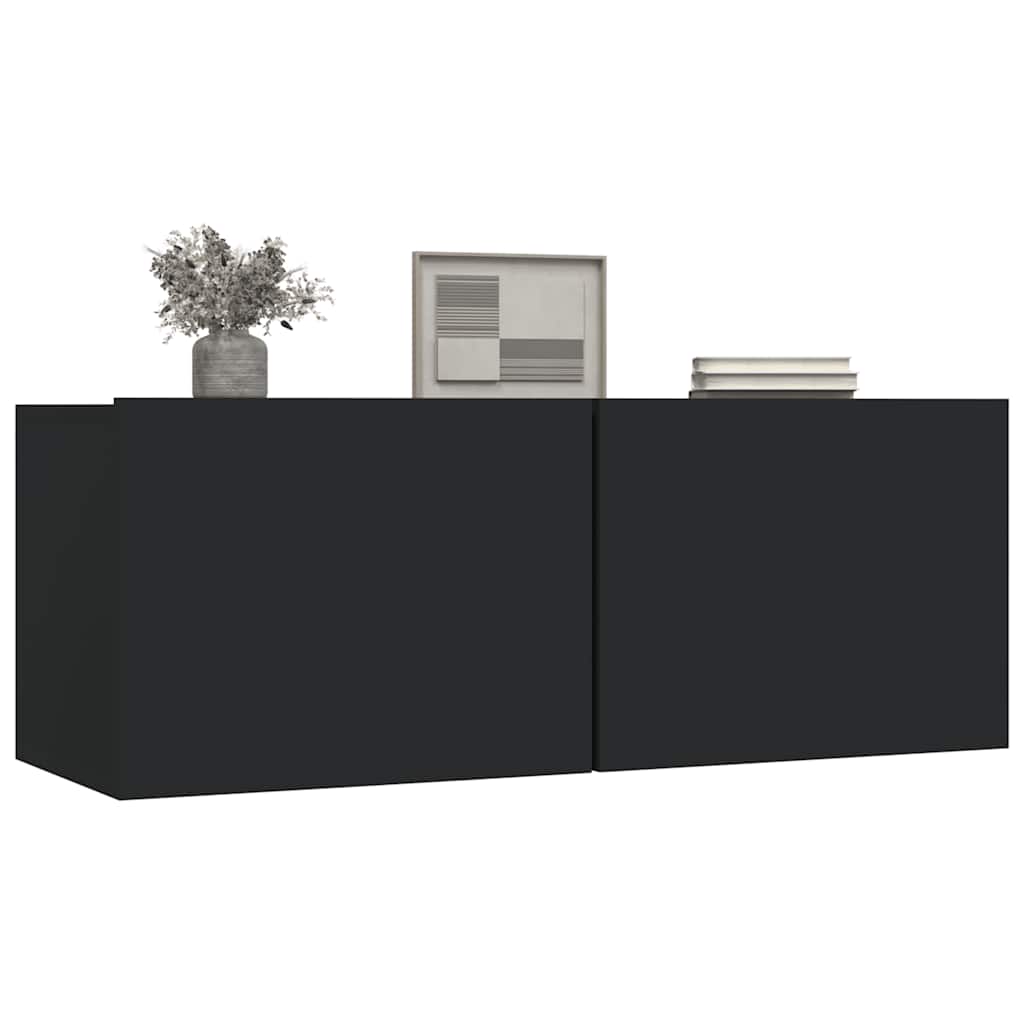 tv-borde 2 stk. 80x30x30 cm konstrueret træ sort
