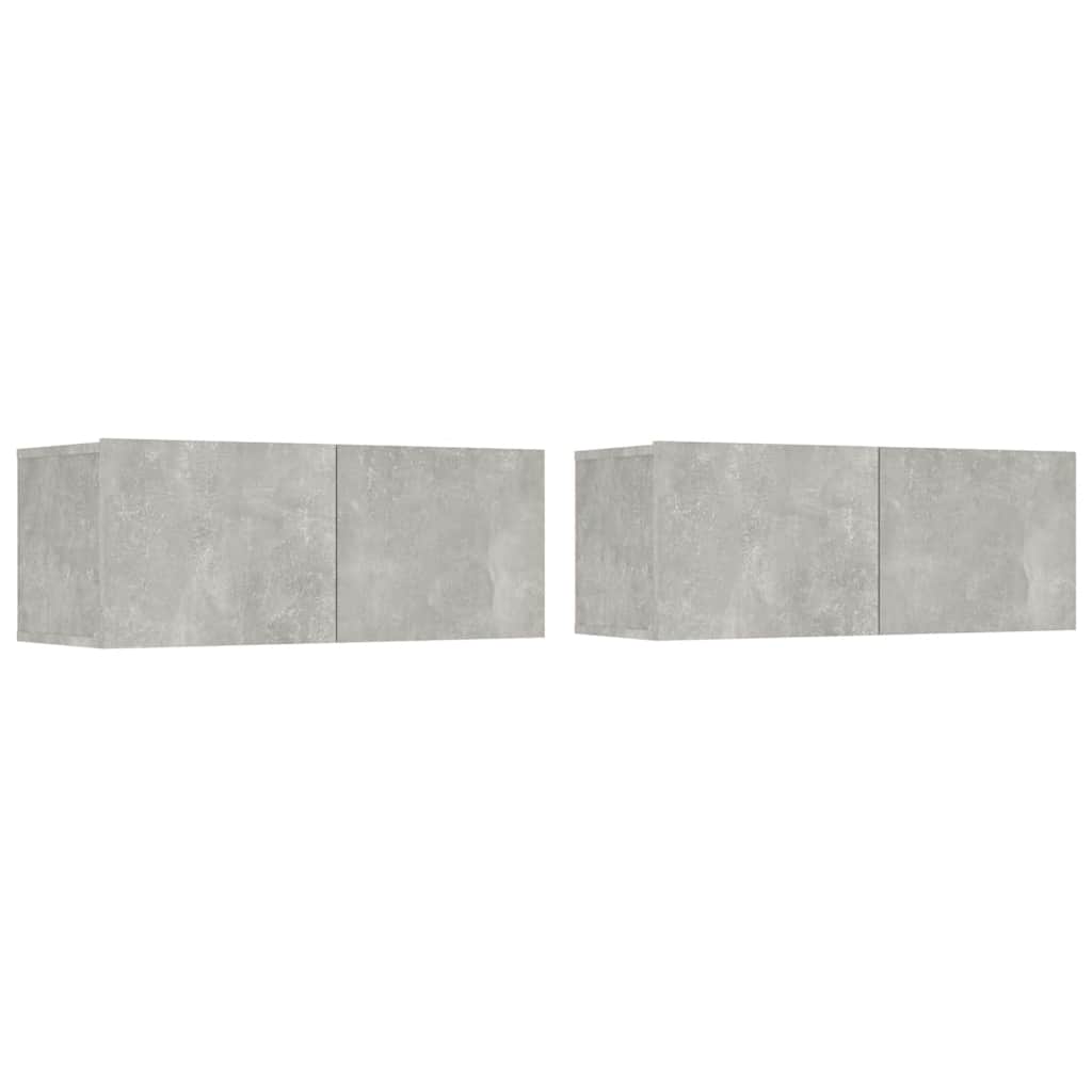 tv-skabe 2 stk. 80x30x30 cm konstrueret træ betongrå