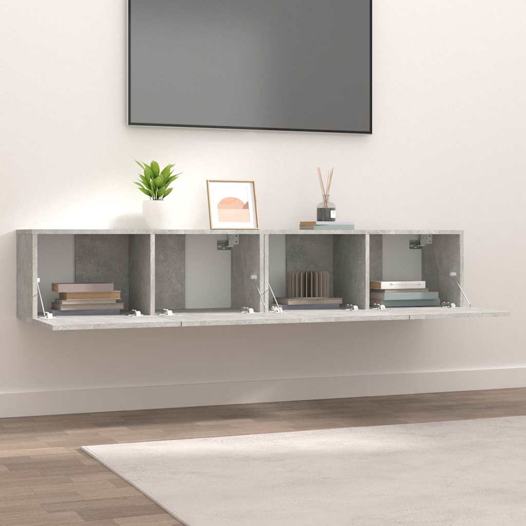 tv-skabe 2 stk. 80x30x30 cm konstrueret træ betongrå