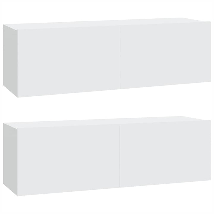 væghængte tv-skabe 2 stk. 100x30x30 cm konstrueret træ hvid