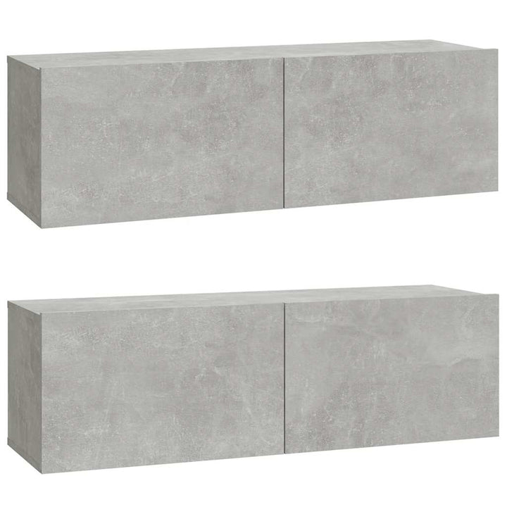 væghængte tv-skabe 2 stk. 100x30x30 cm konstrueret træ betongrå