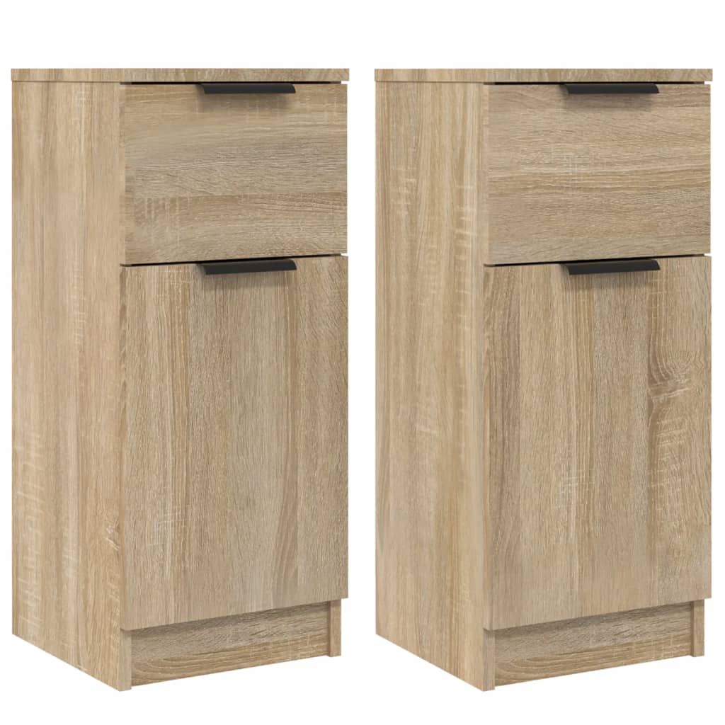 skænke 2 stk. 30x30x70 cm konstrueret træ sonoma-eg