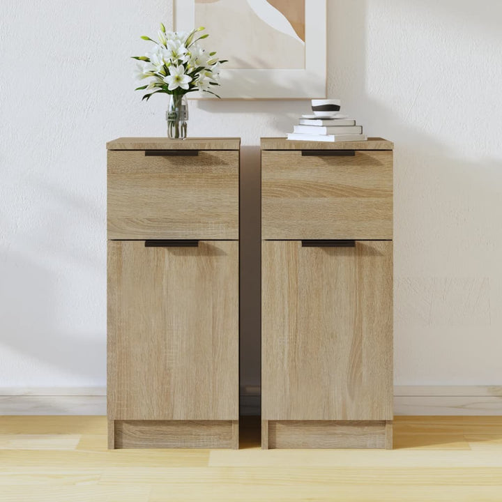 skænke 2 stk. 30x30x70 cm konstrueret træ sonoma-eg