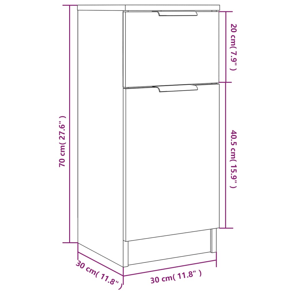 skænk 30x30x70 cm konstrueret træ betongrå
