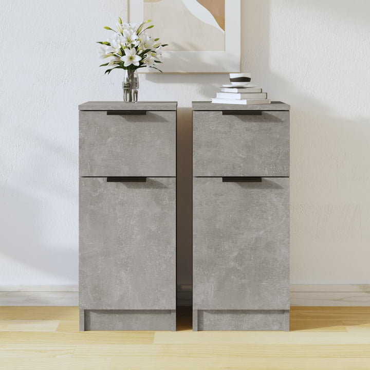 skænke 2 stk. 30x30x70 cm konstrueret træ betongrå