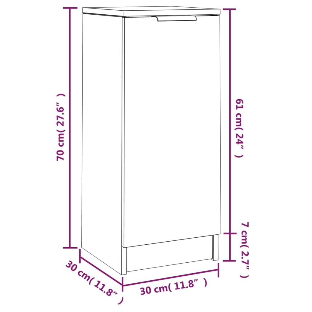 skænk 30x30x70 cm konstrueret træ hvid
