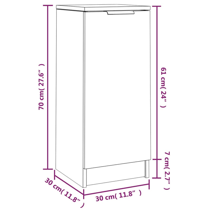 skænk 30x30x70 cm konstrueret træ hvid