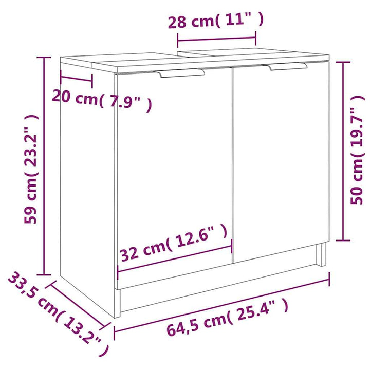 badeværelsesskab 64,5x33,5x59 cm konstrueret træ betongrå