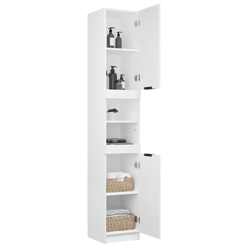 badeværelsesskab 32x34x188,5 cm konstrueret træ hvid