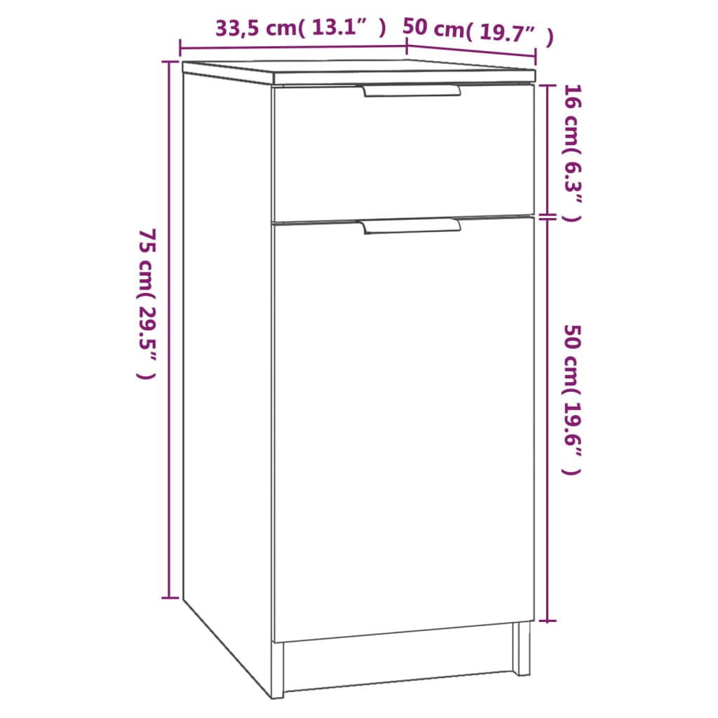 skrivebord 33,5x50x75 cm konstrueret træ betongrå