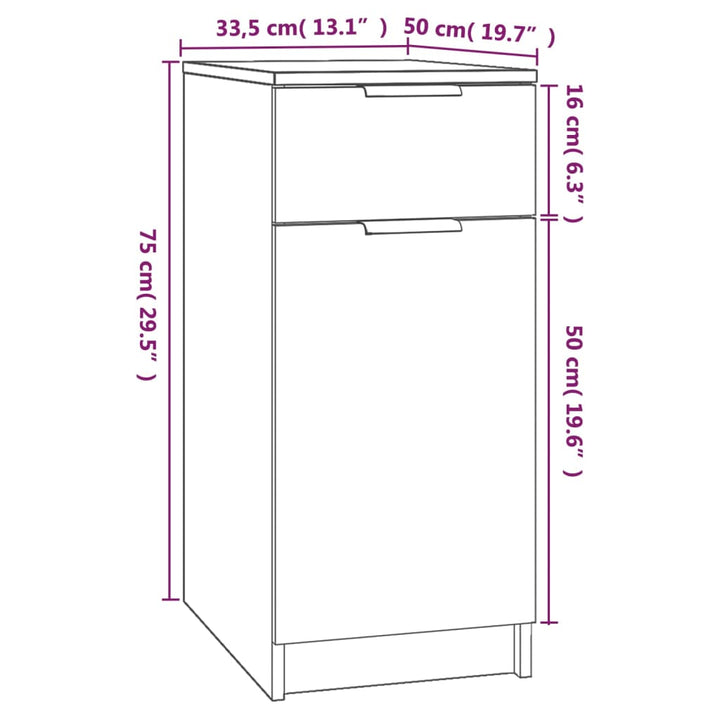skrivebord 33,5x50x75 cm konstrueret træ betongrå