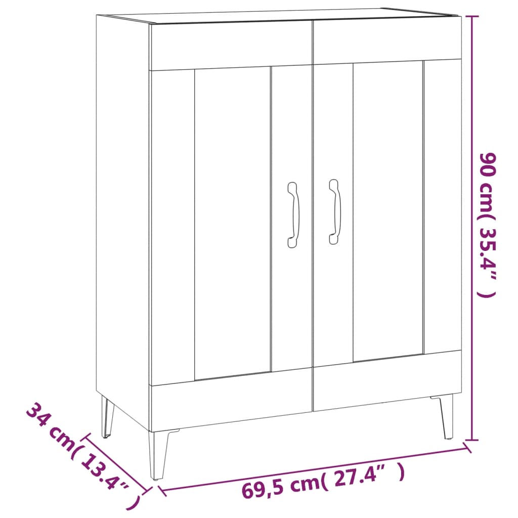 skænk 69,5x34x90 cm konstrueret træ betongrå