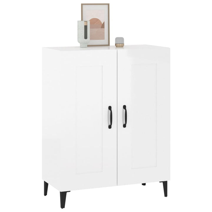 skænk 69,5x34x90 cm konstrueret træ hvid højglans