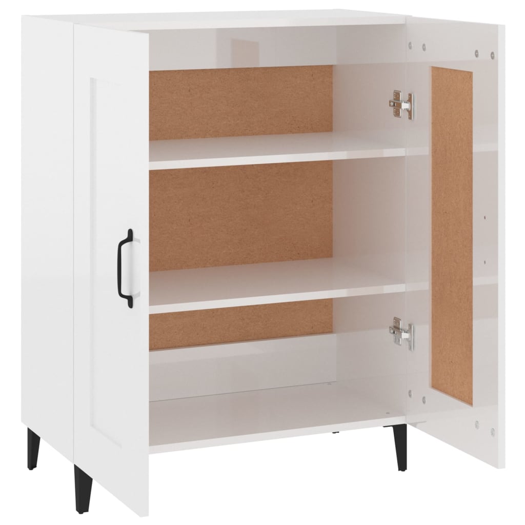 skænk 69,5x34x90 cm konstrueret træ hvid højglans