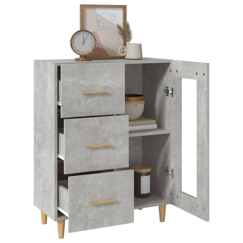 skænk 69,5x34x90 cm konstrueret træ betongrå