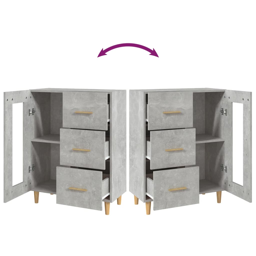 skænk 69,5x34x90 cm konstrueret træ betongrå