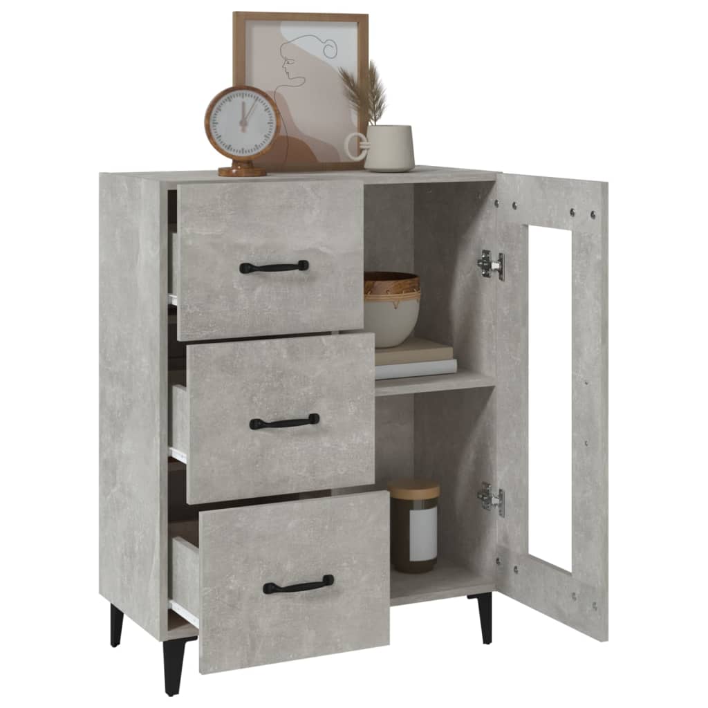 skænk 69,5x34x90 cm konstrueret træ betongrå