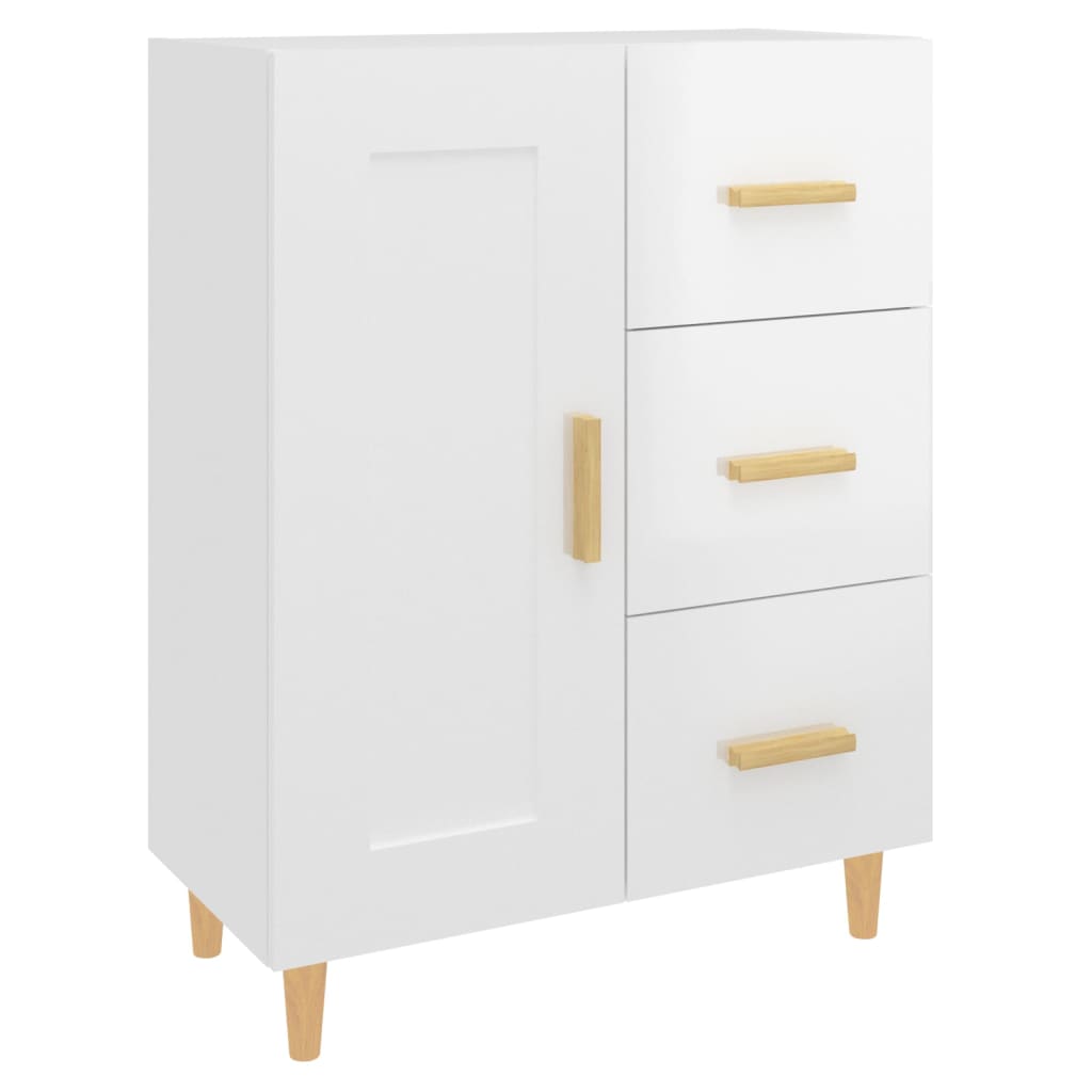 skænk 69,5x34x90 cm konstrueret træ hvid højglans